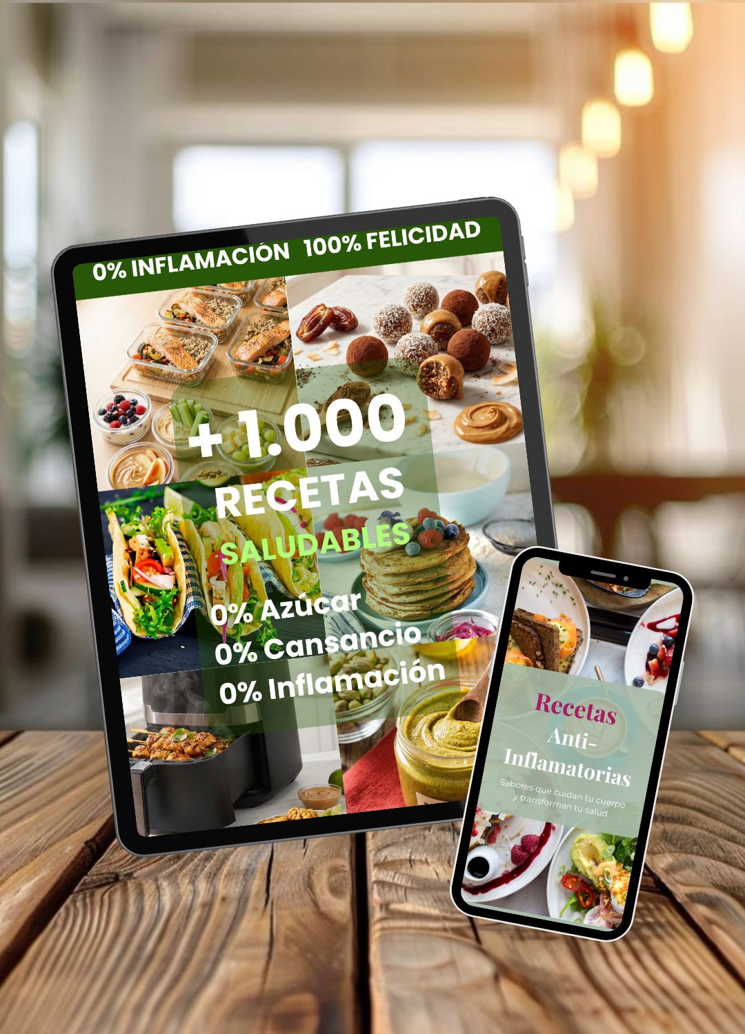 Recetario antiinflamatorio en tablet y móvil